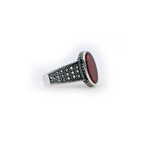 خاتم فضه ايطالى عيار 925 مطعم بحجر